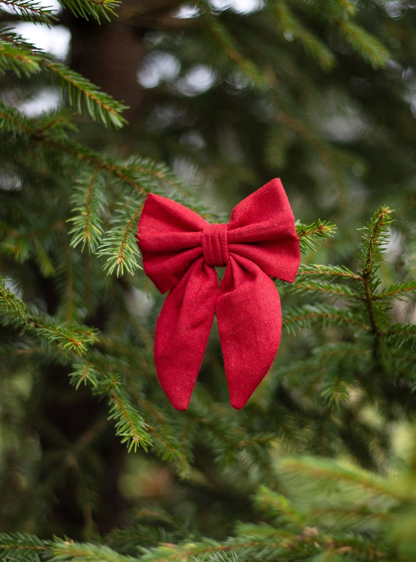 Vintage sløyfe - Rød lin